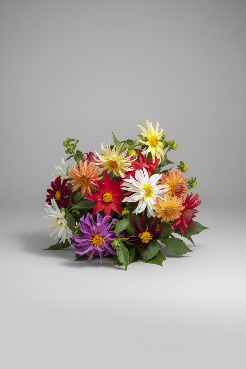 Mélange de dahlias et de cactus nains