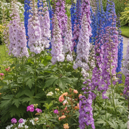 Delphinium Pacific Giant Seeds – Heirloom Multicolored Perennial Classic