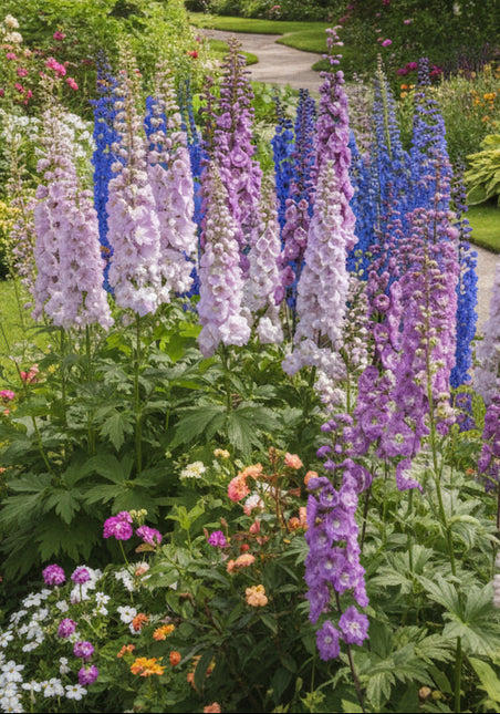 Delphinium Pacific Giant Seeds – Heirloom Multicolored Perennial Classic